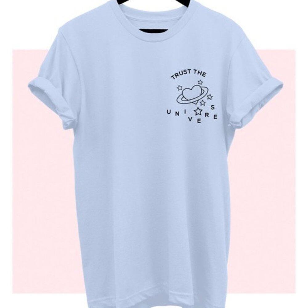 Bella + Canvas Trust the Universe Heart Star Galaxy Graphic Crew Neck T-Shirt